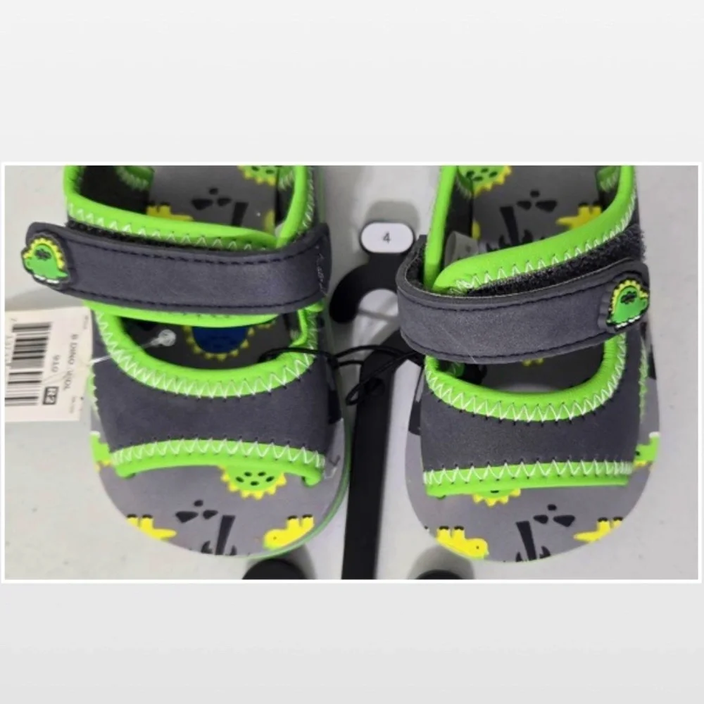 New Wave Zone Shoes Kids Prewalk Baby Sandals Dino Grey Green NWT